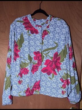 Diane Gilman Floral Print Zip Up Outer Jacket - Sz 3x